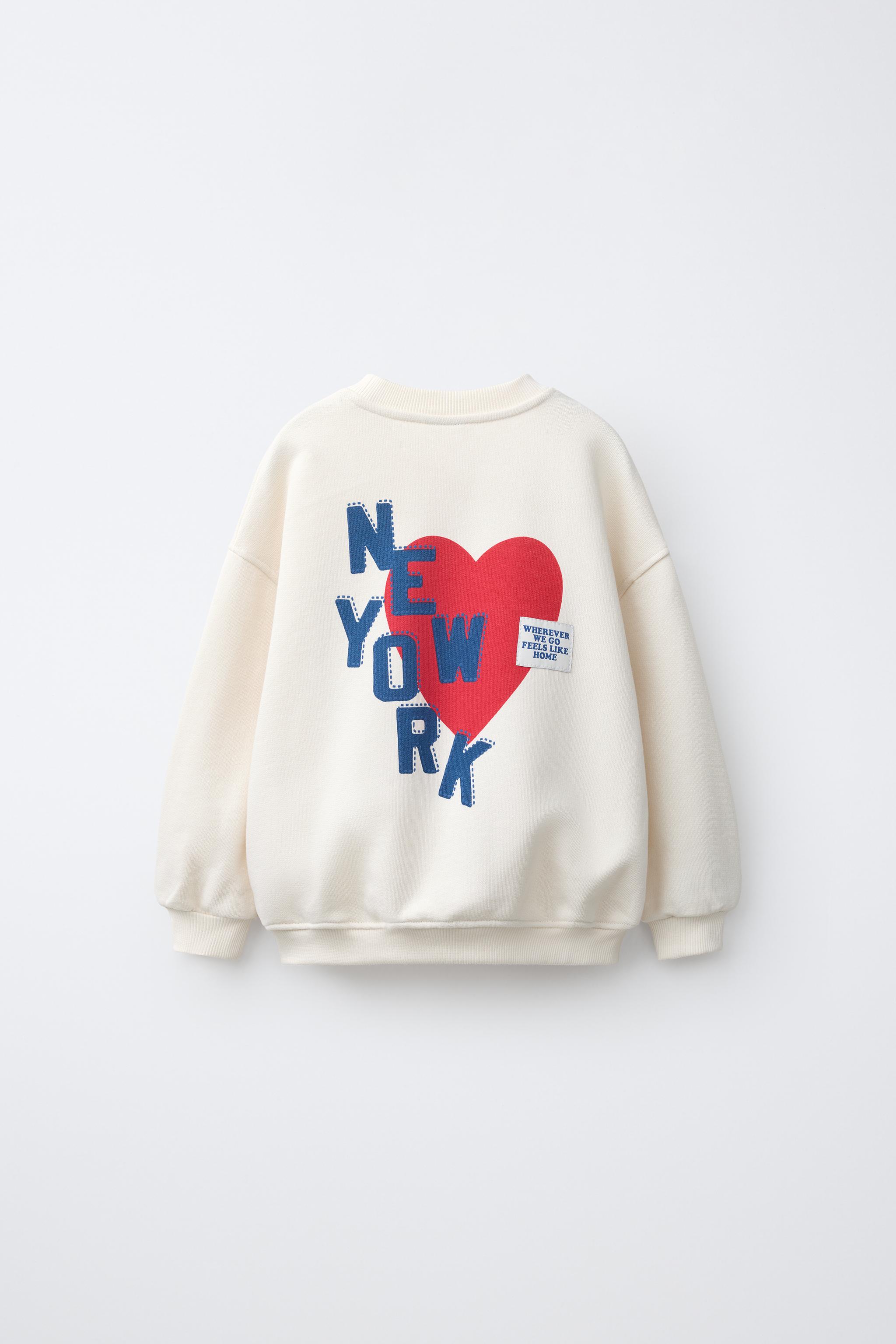 HEART AND TEXT PRINT SWEATSHIRT